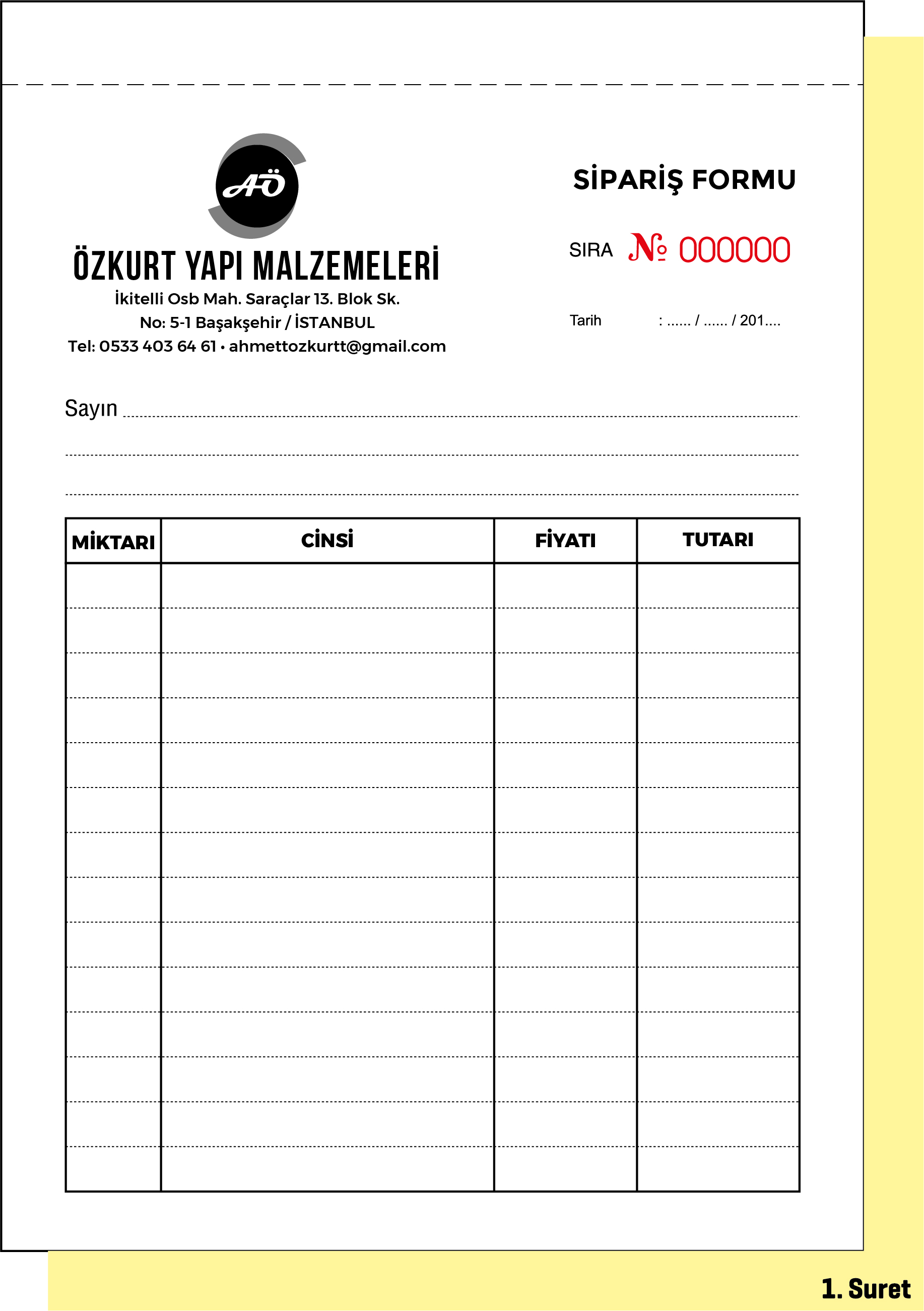 Sipariş Formu
