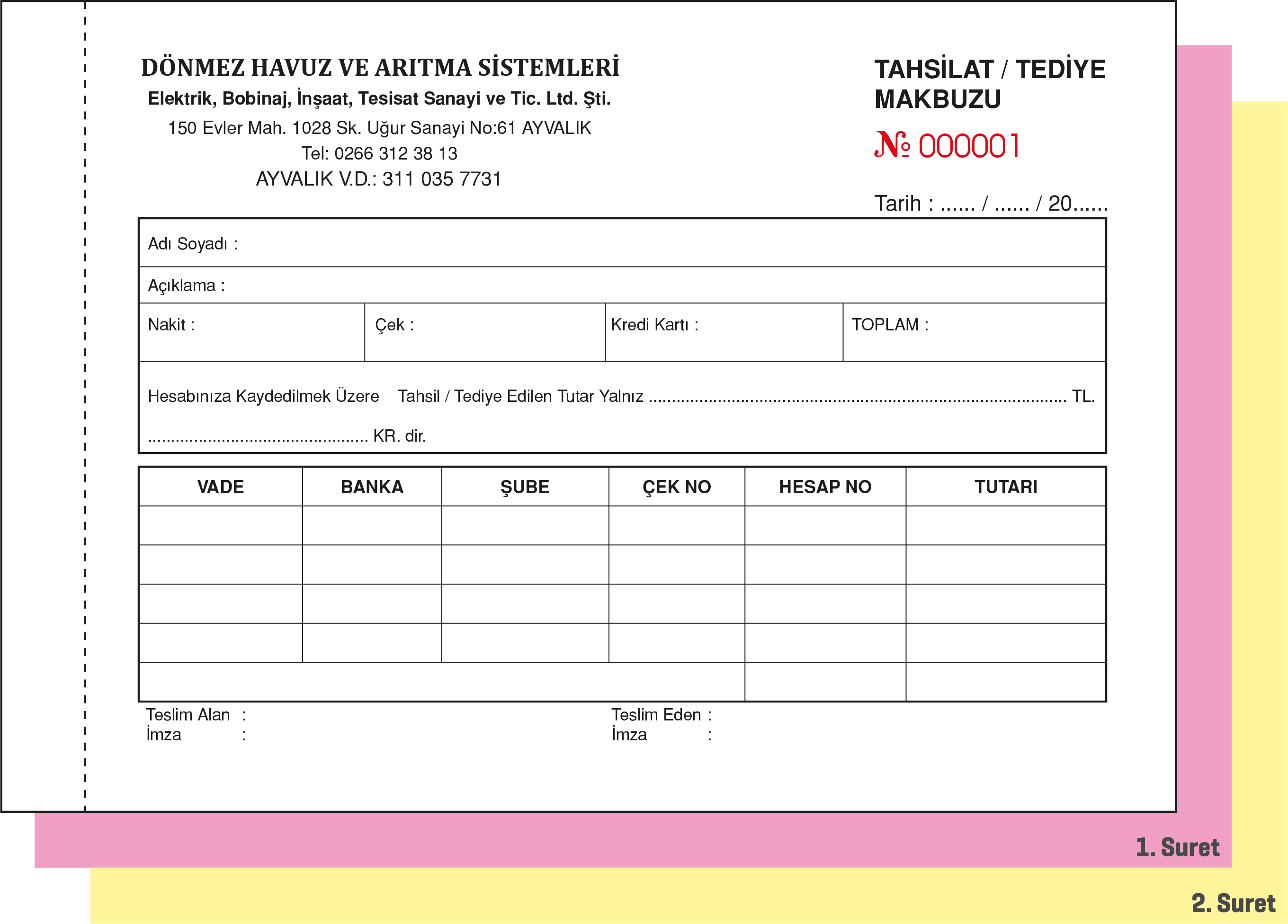 TEDİYE MAKBUZU